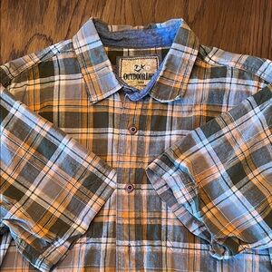 Outdoor Life Men's Green and Orange Plaid Shirt